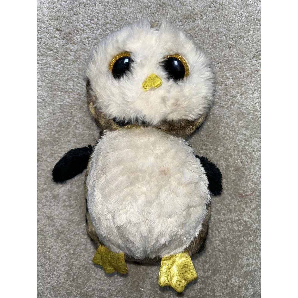 Ty OWLIVER -Camouflaged Boreal Owl 6"‎ Beanie Boo! Big Eyes *Retired*